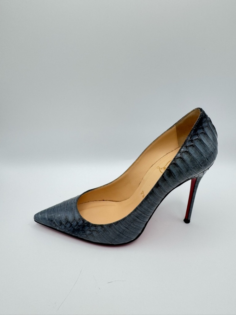 Louboutin Decollete 554 100 Cobra Degrade Navy Pumps 36.5 Snakeskin python - Picture 5 of 9